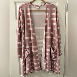 Lularoe Caroline Pink and White Cardigan Size Medium
